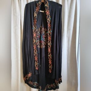 Embroidered Black Cardigan